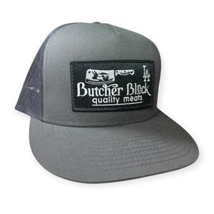 LA Butcher Block Quality Meats Snapback Hat Adjustable Grey Cap